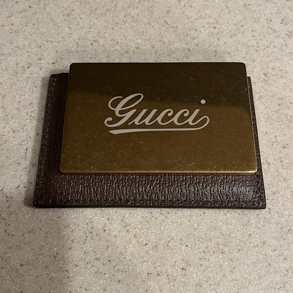 GUCCI leather name card case with Gucci logo mirror. Authentic - Picture 3 of 6